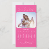 Hot Pink Elegant Minimalist Photo Calendar Save The Date (Vorderseite)