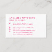 Hot Pink Elegant Professional Visitenkarte (Vorderseite)