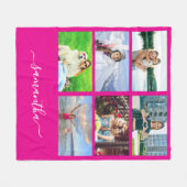 Hot Pink Elegant Script Signature Name Photo Fleecedecke (Vorderseite (Horizontal))