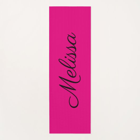 Hot Pink Eleganter Skriptname Yogamatte (Vorderseite)