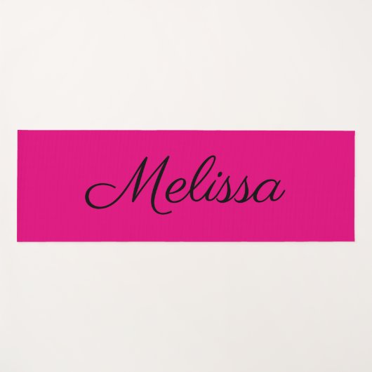Hot Pink Eleganter Skriptname Yogamatte (Vorderseite (Horizontal))