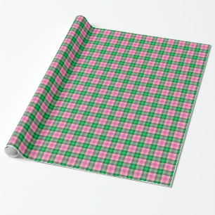 Hot Pink Emerald Forest Green Kariert Tartan Geschenkpapier