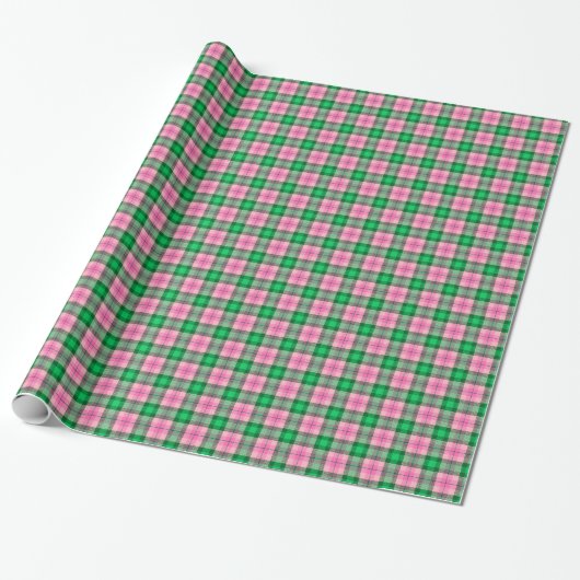 Hot Pink Emerald Forest Green Kariert Tartan Geschenkpapier (Ungerollt)