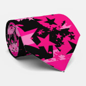 Hot Pink Emo Stars Krawatte (Gerollt)