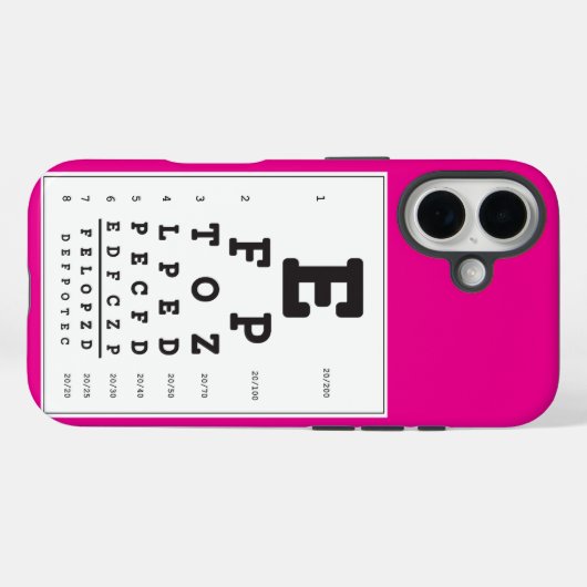 Hot Pink Eye Chart iPhone Case (Rückseite (Horizontal))