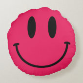 Hot Pink Face Round Throw Kissen (Rückseite)