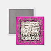 Hot Pink Fantasy Frame Template Magnet (Vorderseite/Rückseite)