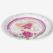 Hot Pink farbenfrohe Splash Hochzeit Pappteller (Schrägansicht)