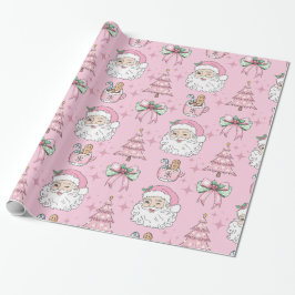 Hot Pink Father Christmas Bow Geschenkpapier
