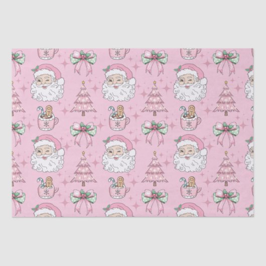 Hot Pink Father Christmas Bow Seidenpapier (Vorderseite)