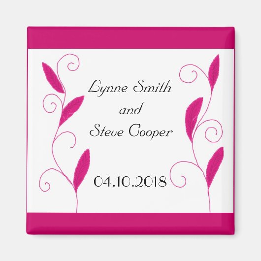 Hot Pink Feathers Save the Date Magnet (Vorne)