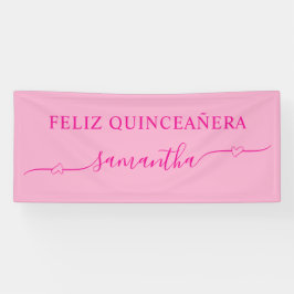 Hot Pink Feliz Quinceañera Herzschwätzname Banner