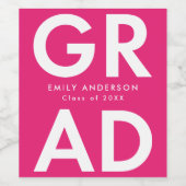 Hot Pink | Fett Grad Abschluss Weinetikett (Einzelnes Label)