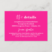 Hot Pink Fett Wedding Details Card Begleitkarte (Vorderseite)