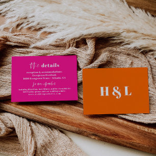 Hot Pink Fett Wedding Details Card Begleitkarte