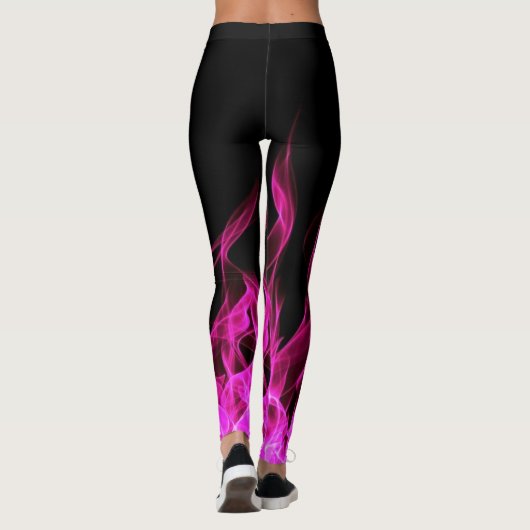 Hot Pink Fire Flame Smoke Leggings (Rückseite)
