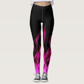 Hot Pink Fire Flame Smoke Leggings (Vorderseite)