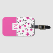 Hot Pink Five Petal Blume Muster Gepäckanhänger (Vorderseite (Horizontal))