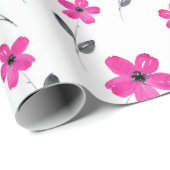 Hot Pink Five Petal Blume Muster Geschenkpapier (Rolleneckpunkt)