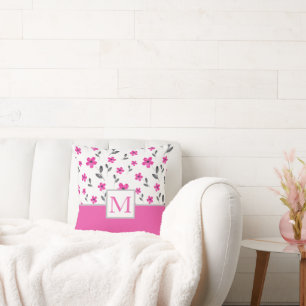 Hot Pink Five Petal Blume Muster Kissen