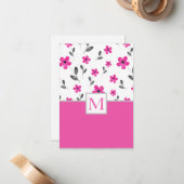 Hot Pink Five Petal Blume Muster Mitteilungskarte (Vorderseite/Rückseite Beispiel)