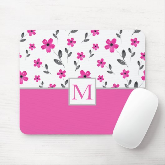 Hot Pink Five Petal Blume Muster Mousepad (Mit Mouse)