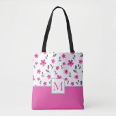 Hot Pink Five Petal Blume Muster Tasche (Vorderseite)