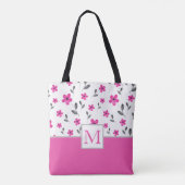 Hot Pink Five Petal Blume Muster Tasche (Rückseite)