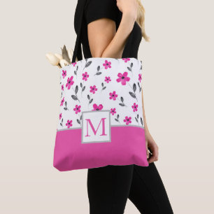 Hot Pink Five Petal Blume Muster Tasche