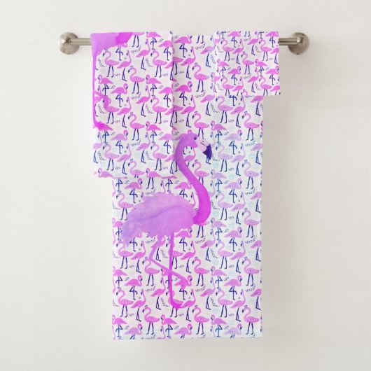 Hot Pink Flamingo Badhandtuch Set (Insitu)