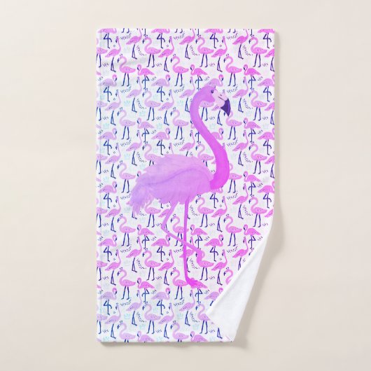 Hot Pink Flamingo Badhandtuch Set (Handtuch)