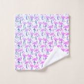 Hot Pink Flamingo Badhandtuch Set (Waschlappen)