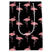 Hot Pink Flamingo Flock Tropical Design Mittlere Geschenktüte (Rückseite)