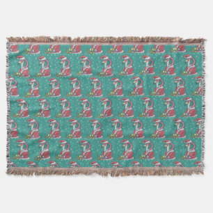 HOT PINK FLAMINGO SANTA, CHRISTMAS DURCH BLANKET DECKE