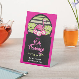 HOT PINK FLAMINGO Tropical Blätter Party Geschenk Sockelschild