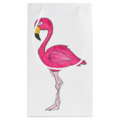 Hot Pink Flamingo Tropical Island Bird Beach Kleine Geschenktüte (Rückseite)