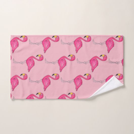 Hot Pink Flamingo Tropical Island Bird Flamingoos Badhandtuch Set (Handtuch)