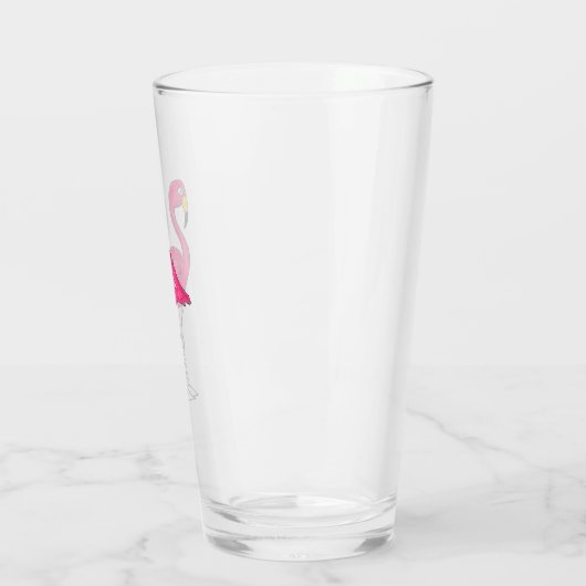 Hot Pink Flamingo Tropical Island Bird Glas (Links)