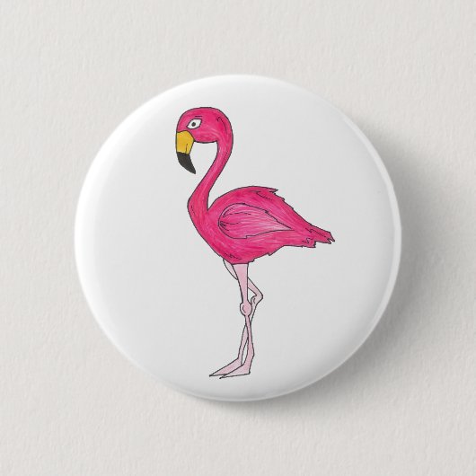 Hot Pink Flamingo Tropical Island Bird Paradies Button (Vorderseite)