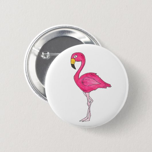 Hot Pink Flamingo Tropical Island Bird Paradies Button (Vorne & Hinten)