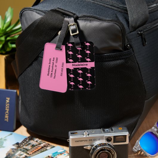 Hot Pink Flamingos Gepäckanhänger (Vorderseite & Rückseite)