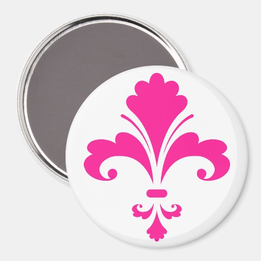 Hot Pink Fleur-de-lis Magnet (Vorderseite/Rückseite)