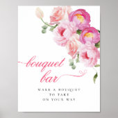 Hot Pink Floral Blume Bouqet Bar Poster (Vorne)