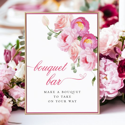 Hot Pink Floral Blume Bouqet Bar Poster