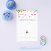 Hot Pink Floral Brautparty Bingo Game Flyer (Einzeln)