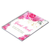 Hot Pink Floral Bridal Shower Guest Book Notizblock (Linke Seite)