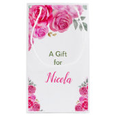 Hot Pink Floral Bridal Shower Kleine Geschenktüte (Rückseite)