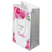 Hot Pink Floral Bridal Shower Kleine Geschenktüte (Rückseite Schrägansicht)