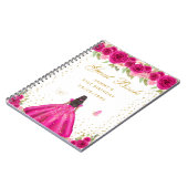 Hot Pink Floral Dark Skin Princess Gästebuch Notizblock (Linke Seite)