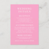 Hot pink floral elegante boho Hochzeitsdetails Begleitkarte (Vorderseite)